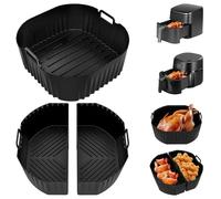 Hejo 3 Pezzi Teglie Accessori per Friggitrice ad Aria in Silicone,Riutilizzabile Contenitori per Ninja Doppia Friggitrice Ad Aria,per Cosori Turboblaze 5.5/6l/6.2l,per Philips 2000 Serie 6.2L NA230