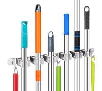 Hejo 304 Porta Scope Parete in Acciaio Inox, Portascope da Muro, Appendi Scope a Muro per Bagno, Cucina, Garage, per Attrezzi da Giardino (Grigio)