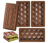 Hejo 4 Pezzi Cioccolato Stampo Silicone, Antiaderenti Stampi in Silicone per Barrette,Riutilizzabili Stampi Silicone per Dubai Chocolate Pistacchio,Candele,Caramelle,Barrette Energetiche(Marrone)