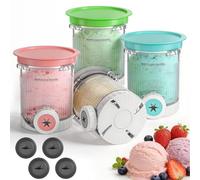 Hejo 4 Pezzi Vaso per Ninja Ice Cream Swirl, 480 ML Contenitore per Ninja Creami per NC700 NC701, Vaschette Gelato con Coperchio E Cucchiaio, Accessori per Ice Cream Swirl