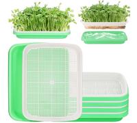 Hejo 5 Pezzi Vassoio Germinazione,Riutilizzabile Germogliatore per Semi Alimentari,Impilabile Semenzaio Germinazione,Mini Serra per Piante Vere da Interno,Grow Box per Semi Orto Indoor(32.5*23.5*5cm)