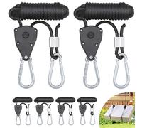 Hejo 6 Pezzi Cricchetto per Corda, 1/8" Regolabili Corde a Cricchetto con Gancio, 2,4 m Cricchetto per Corda, Nylon Corda Puleggia a Cricchetto Adatta Alla Luce di Crescita per Piante, Campeggio