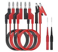 Hejo 6 Pezzi Set di Puntali Multimetro con 2 Multimetro Isolato Sonda | 4 Pezzi Banana Coccodrillo da 4mm, Puntali Tester Digitale Lunghezza di 1M per Multimetro, Rosso e Nero