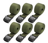 Hejo 6PCS Cinghie di Fissaggio, 100 x 2.5CM Verde Cinghie di Fissaggio Corte, Lega Antiruggine Regolabile con Cinghie a Cricchetto a Sgancio Rapido per il Trasporto di Biciclette,Moto,Pacchi Bagagli