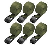 Hejo 6PCS Cinghie di Fissaggio, 250 x 2.5CM Verde Cinghie di Fissaggio Corte, Lega Antiruggine Regolabile con Cinghie a Cricchetto a Sgancio Rapido per il Trasporto di Biciclette,Moto,Pacchi Bagagli