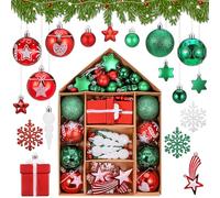 Hejo 70 Pezzi Palline di Natale Rosse Verdi e Bianche,Set Decorazioni Natalizie per Albero,Decorazioni Albero di Natale Palline,Addobbi Natalizi Palline,Natale Decorazioni Casa Palline(3cm-11cm)