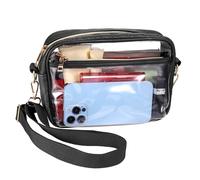 Hejo Borsa Tracolla Donna Trasparente,Borsa Trasparente Donna Piccola con Tracolla Regolabile,Concerti Borsa Donna Tracolla,Impermeabile Borsa a Tracolla Donna per Festival,Viaggi,Partito(Nero)