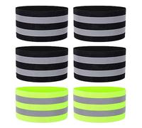 Hejo Bracciale Riflettente, 6 Pezzi Bracciali Sportivi Riflettenti Regolabile 4 Neri + 2 Verdi, Fascia Catarifrangente Alta visibilità, Sicurezza Fasce da Braccio Catarifrangenti per Ciclismo, Corsa