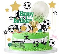 Hejo Decorazioni Torta Compleanno Calcio Bambino,31 Pezzi Torta Finta Compleanno Calcio Accessori,Gadget Calcio Decorazioni per Torte,Cake Topper Calcio per Festa Tema Calcio(Nero)