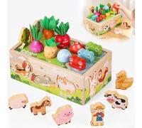 Hejo Giochi Montessori 1 2 3 Anni, Gioco di Incastro con Carote in Legno | Gioco da Fattoria Giochi Educativi Legno per Abilità Motorie, Regalo per Bambini dai 1 2 3 Anni, per Compleanno Pasqua Natale