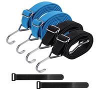 Hejo Piatto Regolabile Corda Elastica con Gancio, 2 Dimensioni Lunga Corde Elastiche con Gancio, Forte Elastico Cinghia Elastica per Bicicletta, Moto, Bagagli,Trasporto Merci(2x2M Blu, 2x1M Nero)