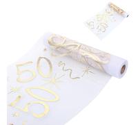 Hejo Runner Da Tavolo per 50° Compleanno,28cmx10m Runner Oro per Compleanno Decorazione,50 Anni di Runner Tavola,Morbida Runner Oro Da Tavolo per Feste di Compleanno,Natale,Decorazione Banchetti