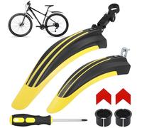 Hejo Set Parafanghi Bici, 24-29 Pollici Parafango Bici Universale con 2 Adesivi Riflettenti Freccia Rossa, Parafango Bici da Corsa Regolabile MTB (Giallo)