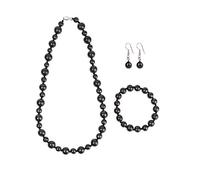 Heka Naturals Collana Bella in Cristallo di Shungite, Orecchini a Sfera Piccola e Bracciale Elastico Set di 3 | Chakra Healing Gioielli Spirituali - Protezione dall'energia Negativa