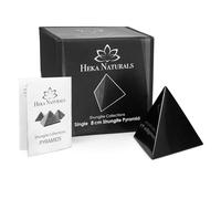 Heka Naturals Piramide di Shungite Lucidata a 3 Lati | Energia della Geometria Sacra a Forma di Tetraedro per l'equilibrio Spirituale, l'allineamento dei Chakra, la Guarigione e la Protezione (8cm)