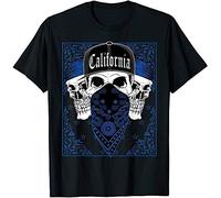 Hekdi Mens Calidesign California Blue Bandana T Shirt Skull Gangster Og Size M