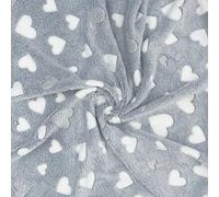 HEKO PANELS Stoffa al Metro Tessuto Pile al Metro - Stoffa Peluche Caldo - Tessuti Pile a Metraggio Reversibile - Cuori Grigi