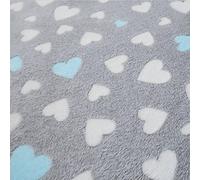 HEKO PANELS Stoffa al Metro Tessuto Pile al Metro - Stoffa Peluche Caldo - Tessuti Pile a Metraggio Reversibile (Cuori Blu)