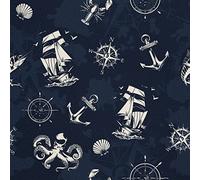 HEKO PANELS Tessuti Per Tappezzeria Al Metra Stoffa Rivestimenti Di Mobili Sedie Poltrone Divani Cuscini Pouf Impermeabile Storie Di Mare 5 Metri 155 x 500 cm