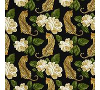 HEKO PANELS Tessuti Per Tappezzeria Al Metra Stoffa Rivestimenti Di Mobili Sedie Poltrone Divani Cuscini Pouf Impermeabile Rose Leopardi 1 Metro 155 x 100 cm