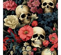 HEKO PANELS Tessuto Oxford, impermeabile, al metro, in poliestere, per cucire, tessuto decorativo, impermeabile, opaco, motivo teschio, 5 metri, 155 x 500 cm