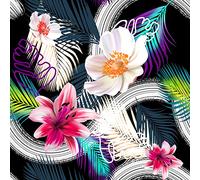 HEKO PANELS Tessuto Oxford, impermeabile, al metro, tela, poliestere, per cucire, per mobili, decorazioni, artigianato, impermeabile, opaco, fiori colorati, 100 x 155 cm