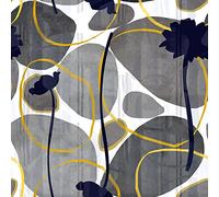 HEKO PANELS Tessuto Oxford, impermeabile, al metro, tela, poliestere, per cucire, per mobili, decorazioni, artigianato, impermeabile, motivo floreale, grigio, antracite, 100 x 155 cm