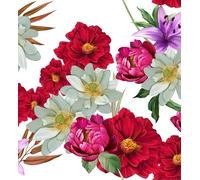 HEKO PANELS Tessuto Oxford, impermeabile, al metro, tela, poliestere, per cucire, per mobili, decorazioni, artigianato, impermeabile, opaco, fiori colorati, bianco, 100 x 155 cm