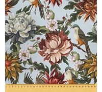 HEKO PANELS Tessuto Oxford, impermeabile, al metro, tela, poliestere, per cucire, per mobili, decorazioni, artigianato, impermeabile, opaco, fiori, colorato, vintage, 100 x 155 cm