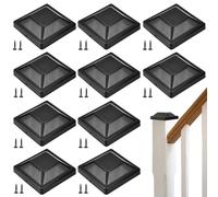 HEKOBAG 10 Pezzi Tappi per Pali Recinzione Tappi Pali Recinzione in Plastica 9.2x9.2cm Tappo Quadrato Plastica Impermeabile per la Protezione dei Pali in Legno, con 20 Viti M35*10mm (Nero)