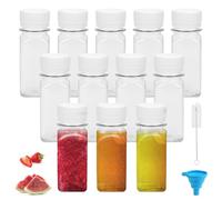 HEKOBAG 12 Pezzi Bottiglie di Plastica per Succo 60 ml Bottiglie Plastica Piccole Bottiglie di Plastica Riutilizzabili con Coperchi Mini Bottiglie con Imbuto e Pennello per Latte, Acqua, Bevande