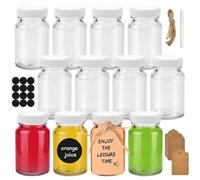 HEKOBAG 12 Pezzi Bottigliette di Vetro Piccole 60ml Bottigliette Vetre Piccole Riutilizzabili Bottiglietta in Vetro con Coperchio per Vino e Succhi, con 12 Etichette Carta Kraft e 1 Pennarello