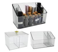 HEKOBAG 2 Pezzi Organizzatore per Trucchi in Acrilico Organizer Pennelli Trucco con 7 Scomparti Contenitori Trucchi Trasparenti Scomparti per Trucchi per Rossetto, Smalto per Unghie, Eyeliner, Mascara