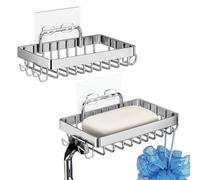 HEKOBAG 2 Pezzi Portasapone Doccia Acciaio Inox Porta Saponetta da Muro Adesivo Porta Saponetta Solida da Bagno a Muro Portasapone in Acciaio Inox per Cucina, Bagno, Doccia, con 2 Adesivi Senza Unghie