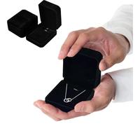 HEKOBAG 2 Pezzi Scatola per Anello In Velluto, Scatola Porta Anello Piccola Scatola Porta Fedi Matrimonio Confezione Regalo per Anello per Fidanzamento Proposta Compleanno, 7 * 8.5 * 4cm (Nero)