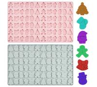 HEKOBAG 2 Pezzi Stampi Cioccolatini Natale, Stampi per cioccolatini Natalizi in Silicone Stampo Albero di Natale per Cioccolato Stampo Babbo Natale Cioccolato Stampi per Caramelle Natale (Blu/Rosa)