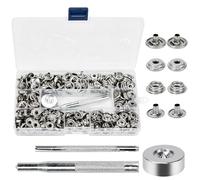 HEKOBAG 200 PCS Bottoni a Pressione Metallo 15 mm Bottoni Automatici a Pressione Bottoni a Clip Metallo Bottoni a Pressione per Cuoio Bottoni Automatici per Cappotti, Jeans, Borse, Scarpe (Argento)
