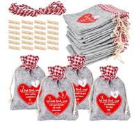 HEKOBAG 24 Sacchettini Calendario Avvento da Riempire 10x15cm Calendario Avvento Sacchetti Stoffa Bustine per Calendario Avvento Grandi in Feltro con Coulisse 4m 24 Clip per Regalo di Natale e Avvento