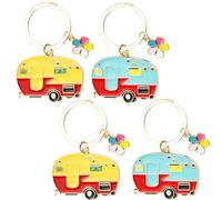 HEKOBAG 4 Pezzi Portachiavi Camper Portachiavi Cartoni Animati Portachiavi per Camper Portachiavi a Forma di Camper Portachiavi Carini Camper Regalo per Famiglia eAmici (Giallo/Blu, 8 * 4.5cm)