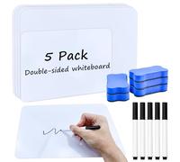 HEKOBAG 5 Pz Lavagna Bianca Cancellabile A4 30*21cm/ 21*15cm Lavagna Bianca Scrivibile Lavagna Cancellabile Nera per Ufficio con 5 Gomme da Cancellare per Lavagna 5 Pennarelli per Lavagna Cancellabile