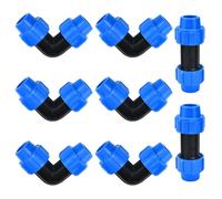HEKOBAG 8 Pezzi Raccordo a Compressione 20mm Raccordi a Compressione per Irrigazione Raccordi a Compressione in Polipropilene Raccordo a Compressione 90°/ 180° per Tubo Polietilene(Blu)