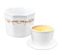 HEKOBAG Burriera Ceramica, per 250g di Burro, Porta Burro in Ceramica Bianca Contenitore per Burro da Frigo Portaburro con Coperchio Burriera da Frigo Ceramica per Contenere il Burro Fresco (A)