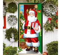 HEKOBAG Dcorazioni Porta Natale 200*90cm Decorazione Natalizia per Porta Addobbi Matalizi Porta Ingresso Decorazioni Natalizie Porta Lingresso per Essere Appeso all'aperto o al Bhiuso (Babbo Natale)