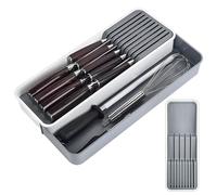 HEKOBAG Organizer per coltelli da cassetto, portaposate espandibile per 9 lame (14-22,5 cm), grande vassoio multiuso per utensili e sistema di archiviazione per set di coltelli