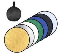 HEKOBAG Pannello Riflettente Pieghevole 60x60cm Pannello Riflettente Fotografico 5 in 1 con Argento Oro Nero Bianco Blu Verde Pannello Rotondo Riflettente per L'illuminazione Fotografica