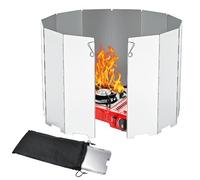 HEKOBAG Paravento per Fornello da Campeggio 12 Piatti Paravento Cucina Campeggio in Alluminio Paravento per Cucina a Gas Pieghevole per Fornelli da Esterno, Picnic, Barbecue, 24 * 8.4cm