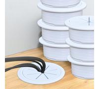 HEKOBAG Passacavo per cavi, 8 pezzi Passacavo per scrivania, 60 mm Copri passacavo per computer desktop Organizzatore di cavi in plastica flessibile con 4 fascette in silicone (Bianco)