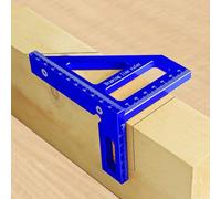 HEKOBAG Righello Squadra 45°/90° Con Goniometro in Alluminio - Per Falegname, Misurare Oggetti Tridimensionali - 2 Viti, Chiave Incluse - Blu