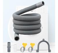 HEKOBAG Tubo di Scarico Lavatrice 2m con 2 Connettori e 2 Fascette Stringitubo - Prolunga per Lavastoviglie e Lavatrice, Interfaccia da 20-22 mm