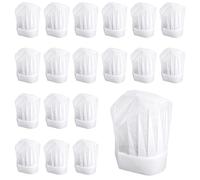 HekouJiub 20 Pezzi Cappello da Cuoco in Tessuto Non Tessuto per Bambini, Cappello da Cuoco Monouso Traspirante, Cappelli da Fornaio in Confezione Grande per Attività di Cucina e Feste Pizza (Bianco)